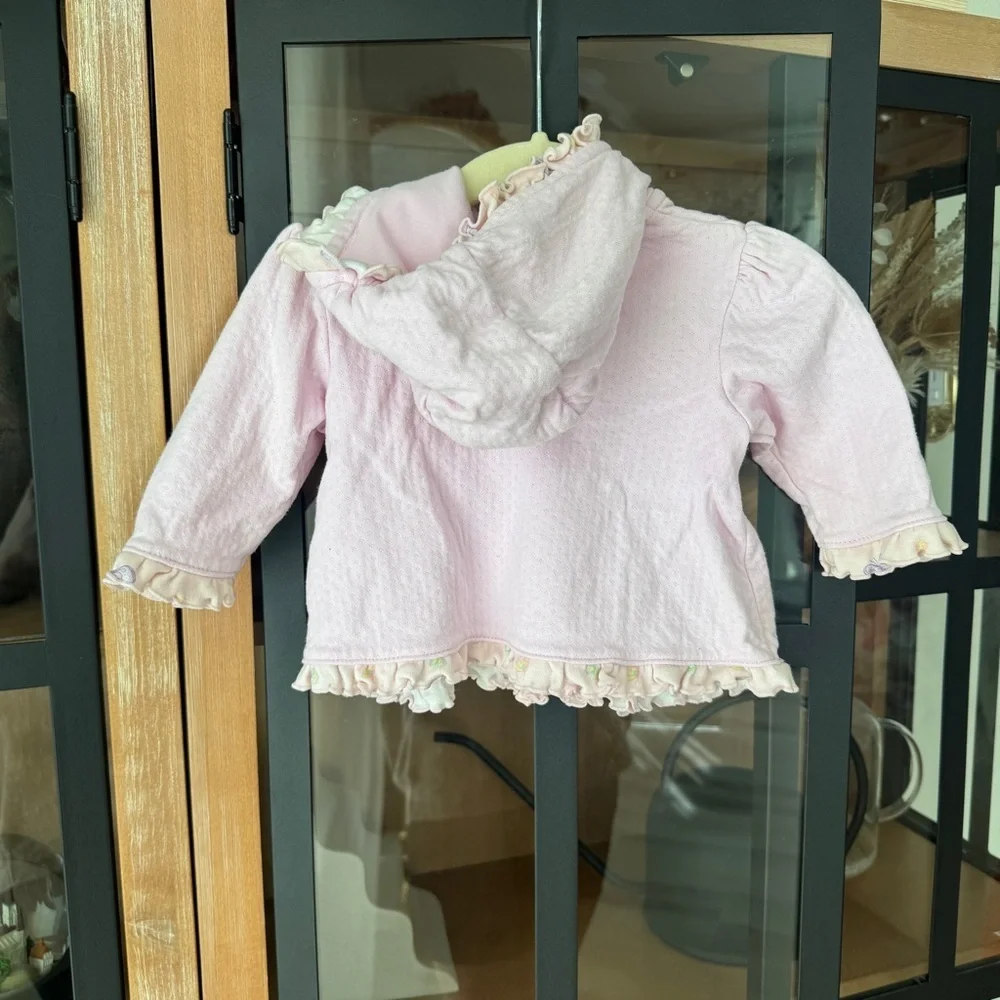 Vintage 2006 Precious Moments baby girl embroidered hoodie zip up cutie teapot
